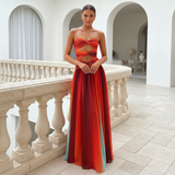 Women’s Strapless Cut-Out Maxi Dress with Flowing A-Line Silhouette